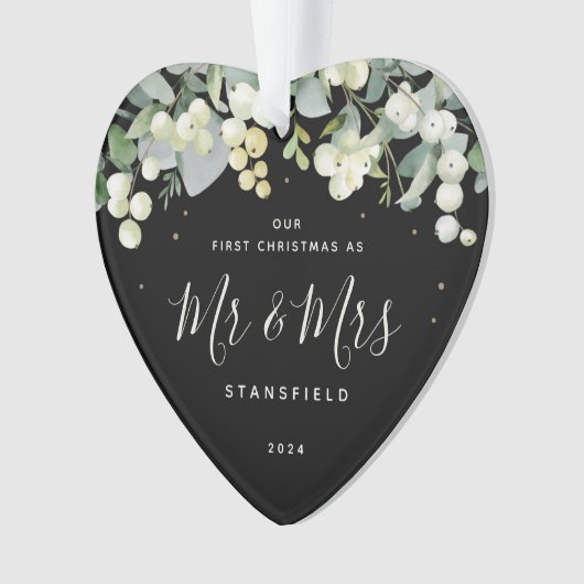 Onze eerste Kerstmis, Mr & Mrs Photo Heart Ornament (voorkant)
