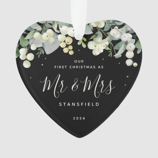Onze eerste Kerstmis, Mr & Mrs Photo Heart Ornament (voorkant)