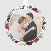 Onze eerste Kerstmis, Mrs Geometric Floral Foto Ornament (achterkant)