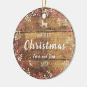 Onze Eerste Kerstmis niet-geslacht echtpaar rustie Keramisch Ornament (Links)