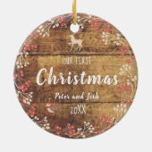 Onze Eerste Kerstmis niet-geslacht echtpaar rustie Keramisch Ornament (Achterkant)