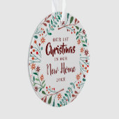 Onze Eerste Kerstmis Nieuw Thuis Feestelijke Bloem Ornament (voorkant)