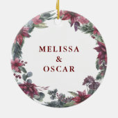 Onze Eerste Kerstmis Nieuwe Thuis Bloemrijke Kerst Keramisch Ornament (Achterkant)