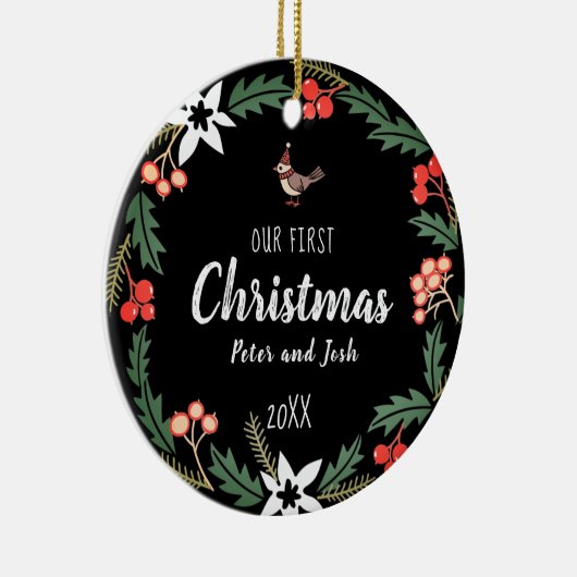 Onze Eerste Kerstmis non-gender Keramisch Ornament (Rechts)