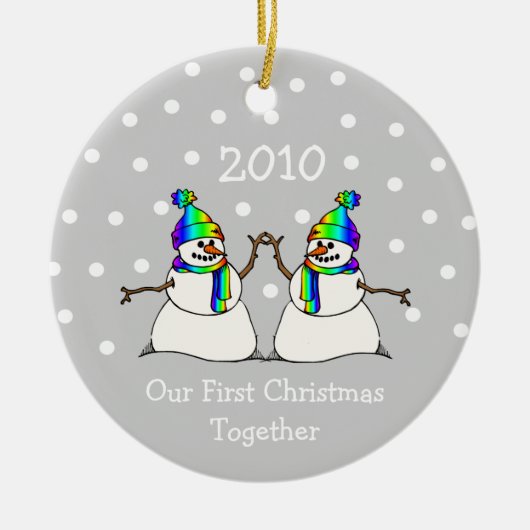 Onze Eerste Kerstmis samen 2010 (Sneeuwmannen Keramisch Ornament (Voorkant)