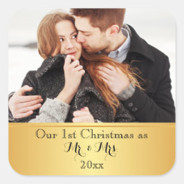 Onze eerste Kerstmis samen Custom Vierkante Sticker