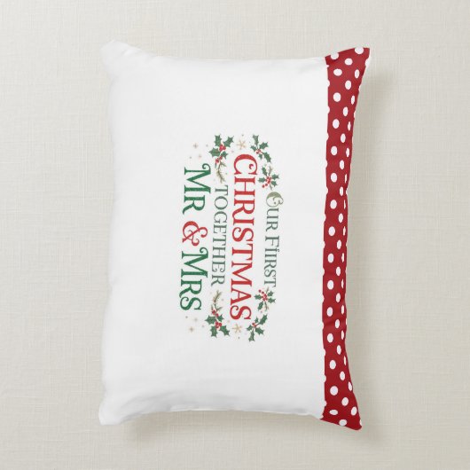 Onze Eerste Kerstmis Samen Dhr. en Mevrouw Accent Kussen (Achterkant (Verticaal))