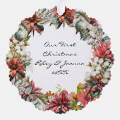 Onze Eerste Kerstmis Samen Foto en Datum Ornament Kaart (Achterkant)