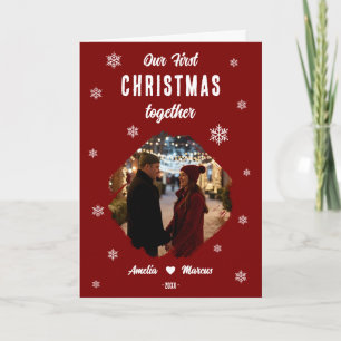 Onze Eerste Kerstmis Samen Foto Feestdagen Kaart