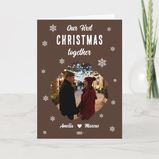 Onze Eerste Kerstmis Samen Foto Feestdagen Kaart (Voorkant)