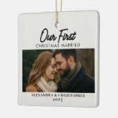 Onze Eerste Kerstmis Samen Foto  Keramisch Ornament (Links)