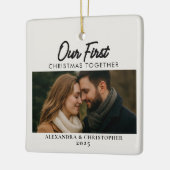 Onze Eerste Kerstmis Samen Foto Keramisch Ornament (Links)