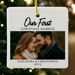 Onze Eerste Kerstmis Samen Foto Keramisch Ornament