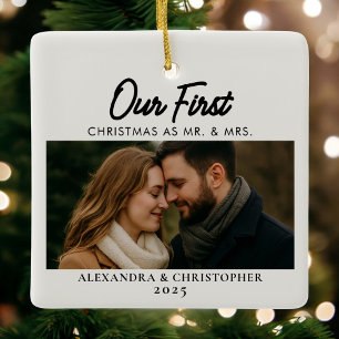 Onze Eerste Kerstmis Samen Foto Keramisch Ornament