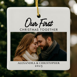 Onze Eerste Kerstmis Samen Foto Keramisch Ornament