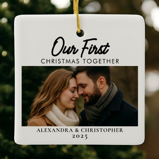 Onze Eerste Kerstmis Samen Foto Keramisch Ornament