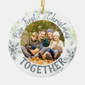 Onze eerste Kerstmis samen Foto Snowflake Keramisch Ornament (Voorkant)