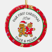 Onze eerste Kerstmis samen gepersonaliseerd Keramisch Ornament (Voorkant)