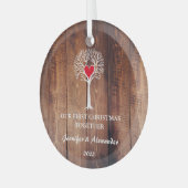 Onze eerste Kerstmis samen houdt van hout uit de r Glas Ornament (Voorkant links)