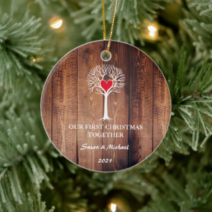 Onze eerste Kerstmis samen houdt van hout uit de r Keramisch Ornament