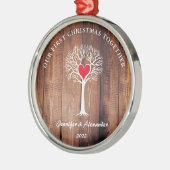 Onze eerste Kerstmis samen houdt van hout uit de r Metalen Ornament (Links)