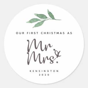 Onze Eerste Kerstmis Samen Huwelijkssticker Ronde Sticker
