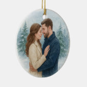 Onze Eerste Kerstmis Samen Kerstbal Keramisch Ornament (Rechts)