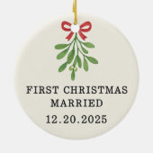 Onze Eerste Kerstmis Samen Kerstbal Keramisch Ornament (Achterkant)