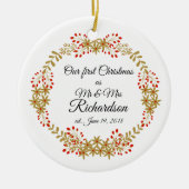 Onze eerste Kerstmis samen met de heer & mevrouw. Keramisch Ornament (Voorkant)