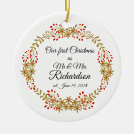 Onze eerste Kerstmis samen met de heer & mevrouw. Keramisch Ornament