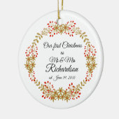 Onze eerste Kerstmis samen met de heer & mevrouw. Keramisch Ornament (Links)