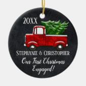 Onze eerste kerstmis samen met de  vrachtwagen keramisch ornament (Voorkant)