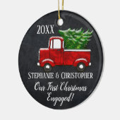 Onze eerste kerstmis samen met de  vrachtwagen keramisch ornament (Links)