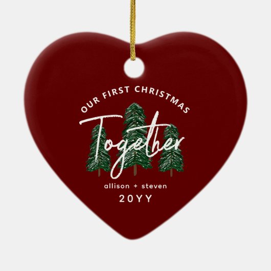 Onze eerste Kerstmis samen met koppels op maat Keramisch Ornament (Achterkant)