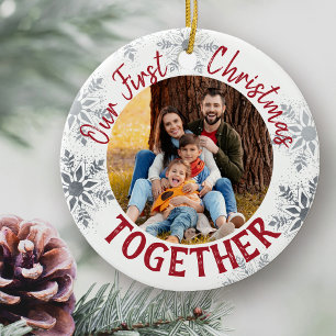 Onze eerste Kerstmis samen met ons. Aangepaste fot Keramisch Ornament