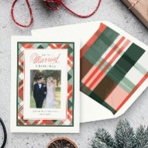 Onze Eerste Kerstmis Samen Plaid Trouwfoto