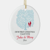 Onze eerste Kerstmis samen, siervogels Keramisch Ornament (Rechts)
