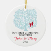 Onze eerste Kerstmis samen, siervogels Keramisch Ornament (Voorkant)