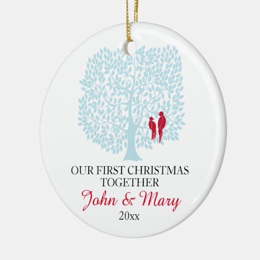 Onze eerste Kerstmis samen, siervogels Keramisch Ornament (Links)