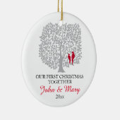 Onze eerste Kerstmis samen, siervogels Keramisch Ornament (Rechts)