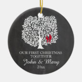 Onze eerste Kerstmis samen, siervogels Keramisch Ornament (Voorkant)