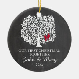 Onze eerste Kerstmis samen, siervogels Keramisch Ornament