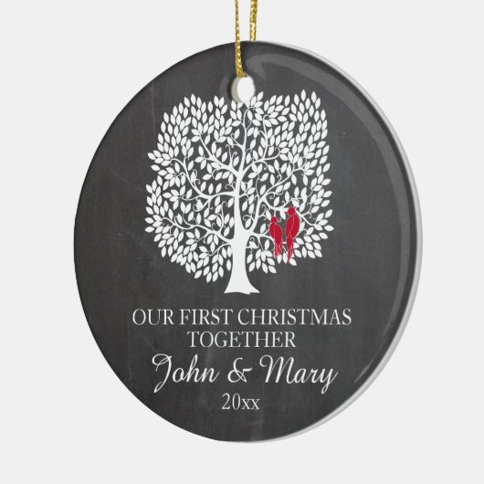 Onze eerste Kerstmis samen, siervogels Keramisch Ornament (Links)