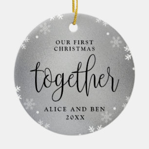 Onze eerste Kerstmis samen Silver Photo Keepomwill Keramisch Ornament