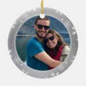 Onze eerste Kerstmis samen Silver Photo Keepomwill Keramisch Ornament (Achterkant)