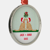 Onze Eerste Kerstmis Santa Honden Custom Ornament (Rechts)