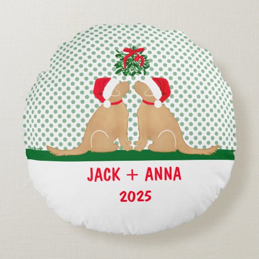 Onze Eerste Kerstmis Santa Honden Custom Ronde Kus Rond Kussen (Voorkant)