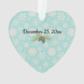 Onze eerste Kerstmis Sneeuwman Paar Hart Ornament (achterkant)