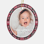 Onze eerste Kerstmis toen mama en papa twee foto's Keramisch Ornament (Links)