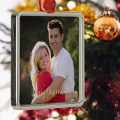 Onze eerste Kerstmis trouwde Elegant Gouden Tekst  Metalen Ornament